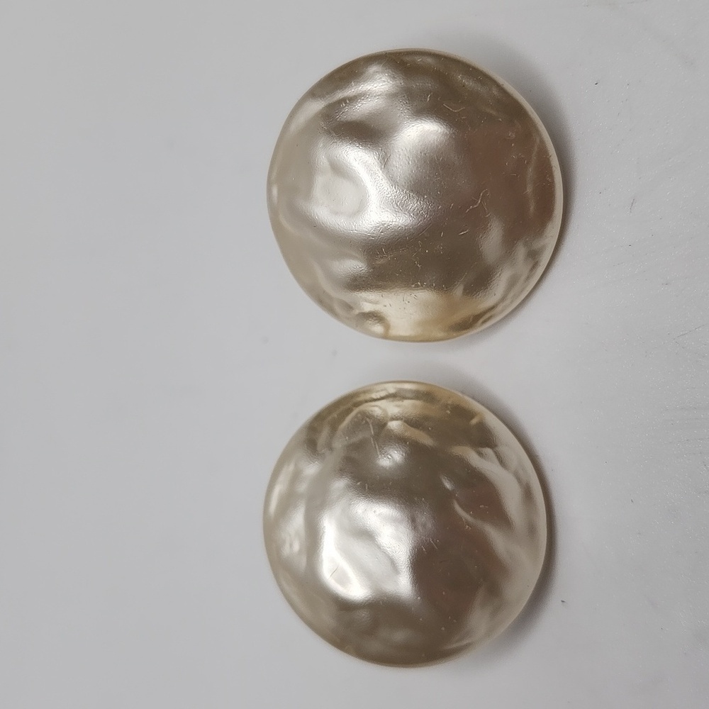 Vintage Richelieu Earrings Clip On Textured Faux Pearl Design